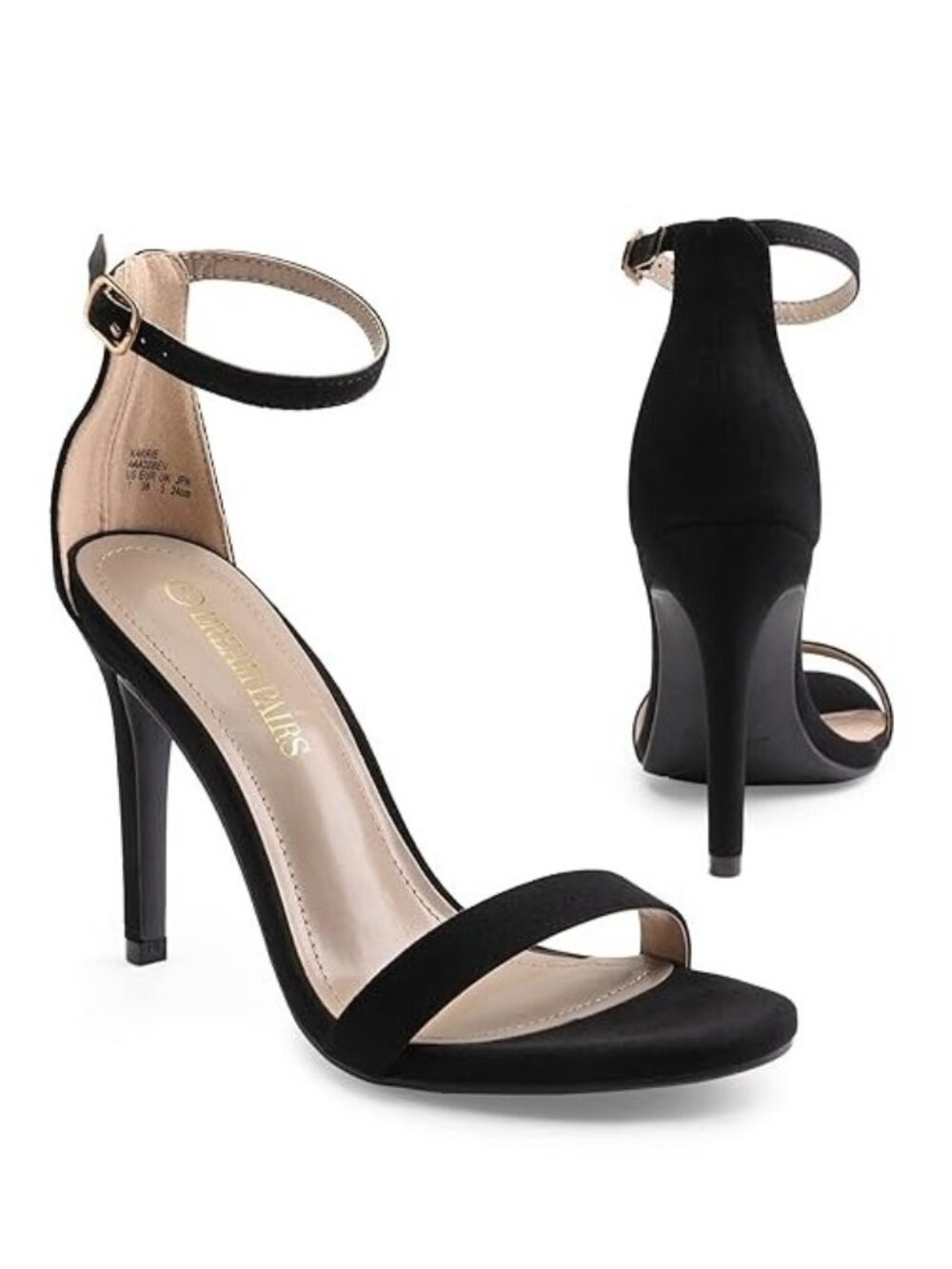 Dream Pairs High Heel Sandals Size 9 Black Open Toe Ankle Strap Women's - Picture 4 of 7